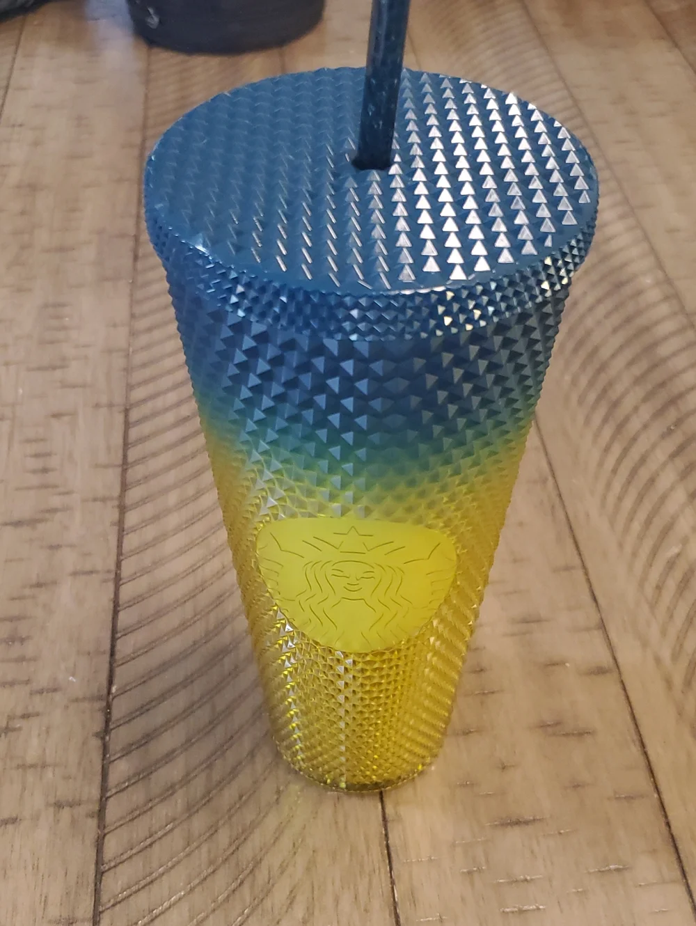 Starbucks Blue to Yellow Studded Ombre Tumbler with Straw